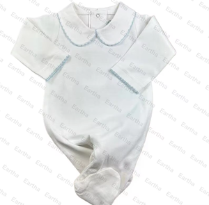 Vestito monogramma bambino Peter Pan colletto neonato neonato vestiti Footie bambino che torna a casa vestito - Product Image 2