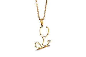 Pendentif en forme de cœur pour fille, bijoux créatifs, en acier titane, strass, coquille, Stethoscope, pendentif, vente en gros, 1 pièce - Product Image 4