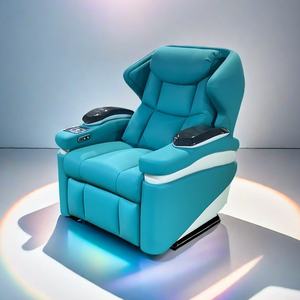 โซฟาหนังแท้ดีไซน์หรูหรา สีน้ำเงิน ปรับเอนด้วยระบบไฟฟ้า เหมาะสำหรับบ้านพักตากอากาศขนาดใหญ่ ฟังก์ชั่นครบครัน ใช้ดูหนังได้ - Product Image 1