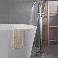 Robinet de baignoire sur pied en laiton noir à poignée unique, robinet de douche pour salle de bain à fixation au sol