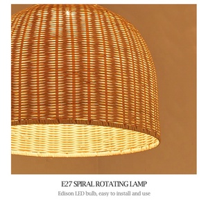 Luminaire suspendu moderne <span class=keywords><strong>en</strong></span> rotin tressé, abat-jour pour restaurant, café, décoration intérieure, style rustique vintage, lampe de plafond suspendue - Product Image 5