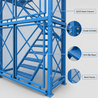 Tour d'accès modulaire en acier pour chantier de construction moderne, cage de sécurité, capacité 500 kg, pour ponts, tunnels, fosses de fondations et bâtiments