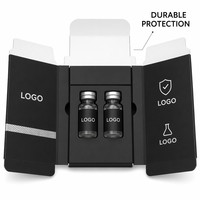 Kotak Kosmetik yang Dapat Disesuaikan Botol Peptida Kotak Kertas Hologram Mengkilap 3ml 5ml Wadah Kemasan Vial Pepti dengan Label