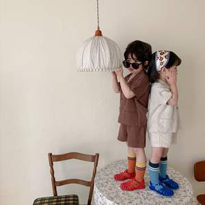 Ensemble d'été pour garçons en lin à manches courtes, couleur unie marron <span class=keywords><strong>beige</strong></span>, chemise et <span class=keywords><strong>short</strong></span> en lin, vente en gros Linda - Product Image 3