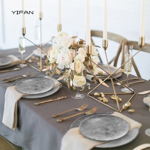 Vaisselle de traiteur en gros, service de vaisselle en porcelaine fine, design ciment gris personnalisé, assiettes à dîner - Product Image 1