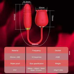 Vibratore a Forma di Rosa in <span class=keywords><strong>Silicone</strong></span> con Funzione di Succhio, Stimolatore Telescopico del Punto G e Vibratore Clitorideo, Giocattoli Sessuali per Donne - Product Image 2