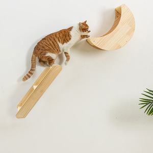 Árbol para gatos montado en la pared de 2 niveles, estructura de madera para trepar, cama para gatos, poste rascador para espacios pequeños - Product Image 3