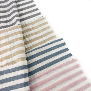 Bán buôn cheapy Poly Sọc Linen loại vải dệt dệt Polyester Vải telas cho người phụ nữ ăn mặc phù hợp với quần - Product Image 4