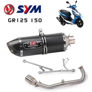 Motosiklet scooter SYM lokomotif GR125 paslanmaz çelik SYM master GR150 GR 125 150 ön bölüm modifiye egzoz borusu