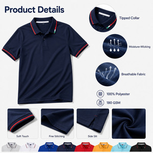 Polo de Rendimiento Refrigerante Unisex con Logotipo Personalizado, Cuello con Ribete, Transpirable, Uniforme para Equipo de Golf, Venta al por Mayor, 8 Colores, Rojo Ébano - Product Image 4