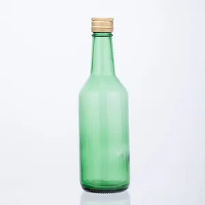 定制360毫升绿色玻璃瓶，用于带螺旋盖的酒精饮料