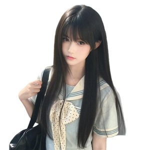 Perruque longue et droite Dm762 avec frange latérale, fibre Kanekalon, ligne de cheveux naturelle, dentelle transparente pour filles, style Lolita JK - Product Image 1