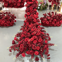 IFG Moderne Hoge Kwaliteit Kunstzijde Rode Rozen Bloemenloper Tafeldecoratie Achtergrond voor Bruiloft Feestdecoratie
