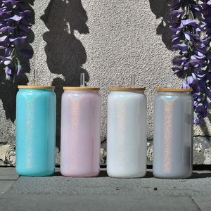 Verres à boire en forme de canette de bière 16oz, holographiques à paillettes, pour impression par sublimation blanche, vente en gros depuis entrepôt USA - Product Image 6