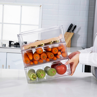 Organiseur de réfrigérateur rectangulaire en PP de style américain, empilable, contenants alimentaires de 1 à 3 L, respectueux de l'environnement, pour la cuisine à domicile
