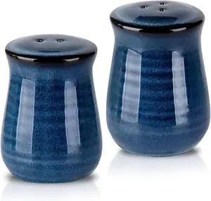 Gốm Muối Và Hạt Tiêu Shakers Hải Quân Cổ Điển Gia Vị Shaker Cho Nhỏ Gọn Nấu Ăn Du Lịch BBQ Nhà Bếp Và Nhà Hàng Trang Trí Nội Thất