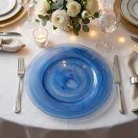 Assiettes de présentation en verre tourbillonnées, prix d'usine, vente en gros, vaisselle de luxe élégante et durable pour mariage, fête, événement, location de table