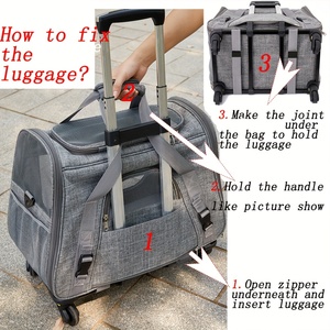 Bolsas de transporte para mascotas con ruedas, bolsas de transporte para mascotas con asas retráctiles extraíbles, bolsas para gatos y perros con asas retráctiles - Product Image 4