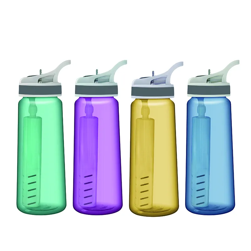 Bottiglia per depuratore d'acqua filtrata portatile personale sportivo con filtro per esterni