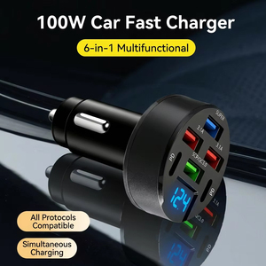 Chargeur de voiture USB-C 100W avec moniteur de tension LED, vente chaude pour <span class=keywords><strong>iPhone</strong></span> 17 16 15 Samsung S26 S25 Ultra, <span class=keywords><strong>prise</strong></span> d'alimentation sûre et stable - Product Image 4