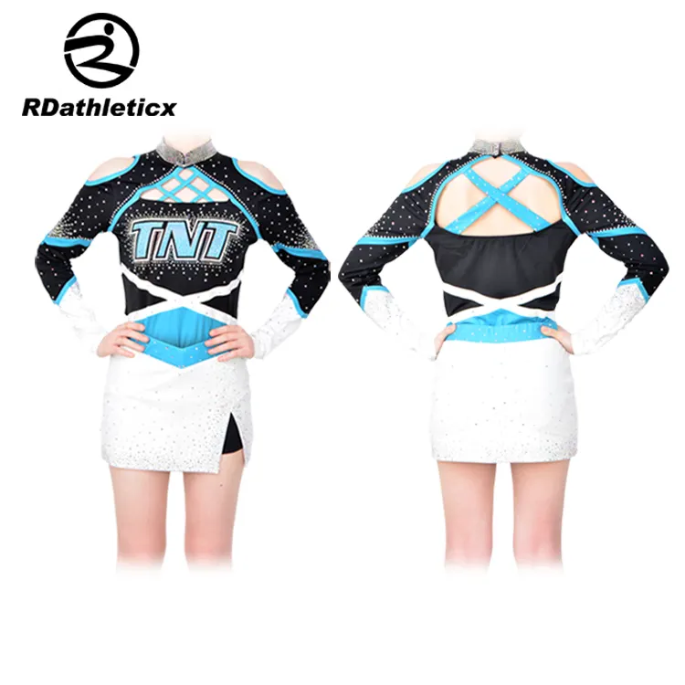 Customized Color And design Shiny OEM Fabric High Quality Cheerleading Uniform Dress Women
