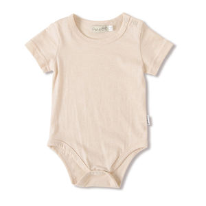 Organic Cotton Light Brown Solid Color Short Sleeve Plain <strong>Blank</strong> Design Kids <strong>Rompers</strong> Newborn Unisex <strong>Baby</strong> Bodysuit - Product Image 3