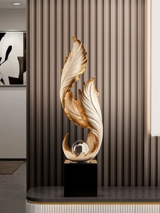 Décoration d'art en plumes de luxe, ornement haut de gamme pour la maison, entrée, meuble TV, résine, salon, hall d'hôtel - Product Image 2