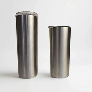 Gobelet droit de 20 oz pour sublimation, blanc, en acier inoxydable, fin, vierge, avec paille métallique et couvercle inclus - Product Image 4