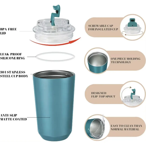 Vaso Térmico de Acero Inoxidable de 10oz/14oz con Logotipo Personalizado, Tapa Abatible Antiderrames, Taza de Viaje - Product Image 5