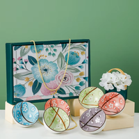 Lot de bols à riz et à soupe en porcelaine florale de 4,5 pouces, personnalisables, avec boîte cadeau, vaisselle en céramique pour souvenir de mariage