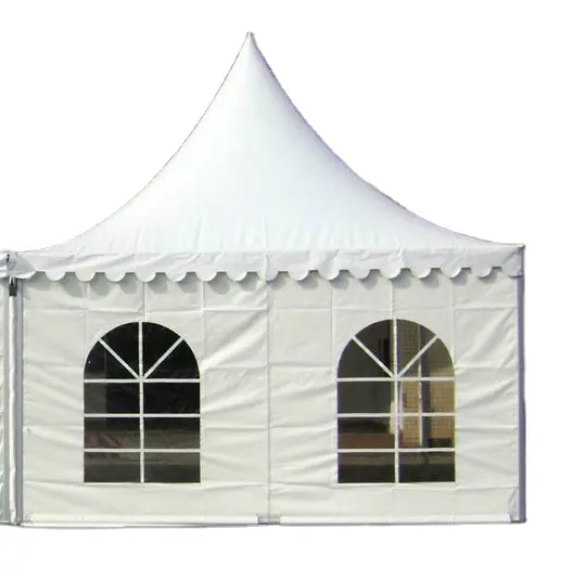 Tenda pameran dagang 10x10ft, tenda kanopi Pop Up Gazebo luar ruangan dengan jendela gereja sisi untuk pesta dan pernikahan