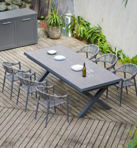 Outdoor Furniture Luxury <strong>Garden</strong> Extension Dining Table Set 12 or 14 People Tempered Glass Outdoor Aluminum Rattan <strong>Chair</strong> - Product Image 4