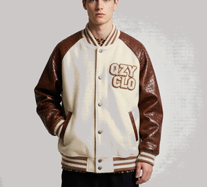 Veste pour homme de qualité supérieure, OEM, 600 GSM, 100% polyester, en molleton de basketball, manches en cuir PU, blocs de couleur, broderie personnalisée - Product Image 3
