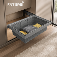 Nouveau 2026 FATERSI Meilleure Vente Accessoires de Penderie Domestique Panier de Rangement Coulissant Réglable en Aluminium et Rotin