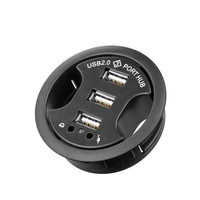 Hot Multifonctionnel Bureau Oeillet Forme Ronde USB HUB Splitter 1 à 3 Power Table Adaptateur De Montage pour PC