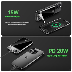 Nouvelle <span class=keywords><strong>batterie</strong></span> <span class=keywords><strong>externe</strong></span> magnétique ultra-fine PD 15W haute capacité 5000-10000mAh, charge sans fil Type-C, Li-Polymère, LED - Product Image 3