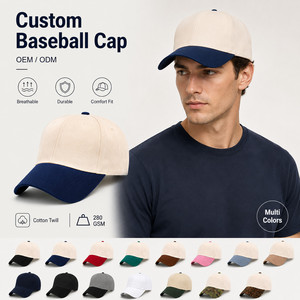 Custom Logo 6-Panel Baseball Cap Structured Fit Contrast Visor Premium Cotton Wholesale Adjustable <b>Sun</b> <b>Hat</b> Ivory Tan - Product Image 1