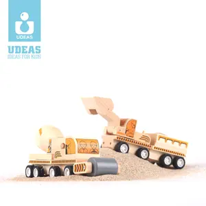 Anak-anak Pendidikan Mainan Kayu Mobil Merakit Konstruksi Teknik Kendaraan Kayu Model Truk Mobil Tarik Kembali Mainan untuk Anak-anak Mainan