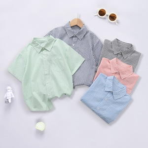 <span class=keywords><strong>Sweat</strong></span>-shirt en coton à manches courtes et t-shirt personnalisés pour enfants T-shirt rayé pour garçons et filles - Product Image 1