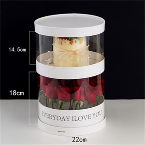 Caja para Cupcakes Blanca de Doble Capa para Fiestas de Cumpleaños, Caja para Pastel Transparente de PET de Lujo con Cinta de Seda - Product Image 5