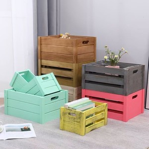 Wooden Storage <b>Crate</b> Rectangle Stackable For Home Living Room Organizing Neatening Storage Baskets CM-2 - Product Image 2
