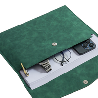 Carpeta de Archivo A4 de Cuero PU Verde con Logotipo Personalizado, Organizador de Documentos con Cierre a Presión para Oficina o Regalos Corporativos
