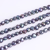 Perles de culture d'eau douce noires baroques de qualité AAAA, plaquées, 6-7 mm, à deux côtés, trou latéral, perles naturelles en vrac, troisième qualité