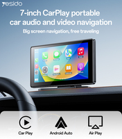 Yesido BT5.0 avec microphone intégré, écran HD 7 pouces 60 Hz, navigation audio et vidéo portable pour voiture, CarPlay