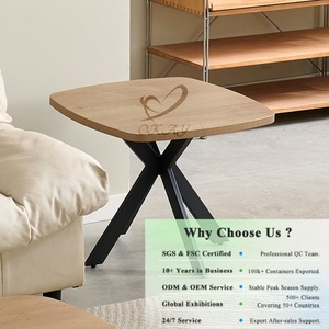 Mesa de Centro OKAY para Sala de Estar, Superficie de MDF con Aspecto de Madera Natural, Patas de Metal Negro Tipo Araña, para Venta al por Menor de Muebles - Product Image 1
