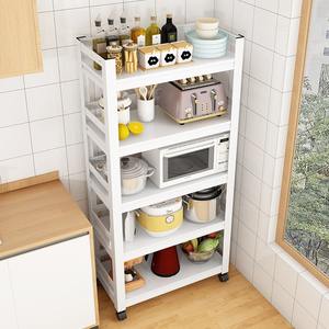 Étagère de rangement de cuisine mobile multi-niveaux avec roulettes pour four à micro-ondes, pour l'organisation domestique, profondeur 8-11,9 pouces - Product Image 3