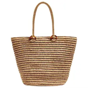 Strandtaschen Mit Individuellem Logo Sommer Einkaufskorb Aus Weidengeflecht Gewebte Taschen, Beliebt Bei Jungen Damen