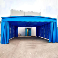 Abri de stockage extérieur rétractable personnalisé, grand, pliable, coulissant, avec toit en PVC, pour entrepôt, fixation murale, forme carrée