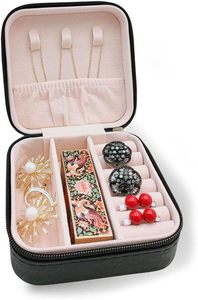 Luxury Custom Square Jewelry <b>Storage</b> Box Logo Organizer Small Cases PU Leather Travel Portable <b>Ring</b> Necklace Stud Earrings - Product Image 3