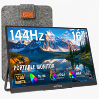 Écran de jeu portable de 16 pouces 144 Hz FHD avec rapport d'aspect 16:10, grand angle de vision, haut-parleurs intégrés, USB C
